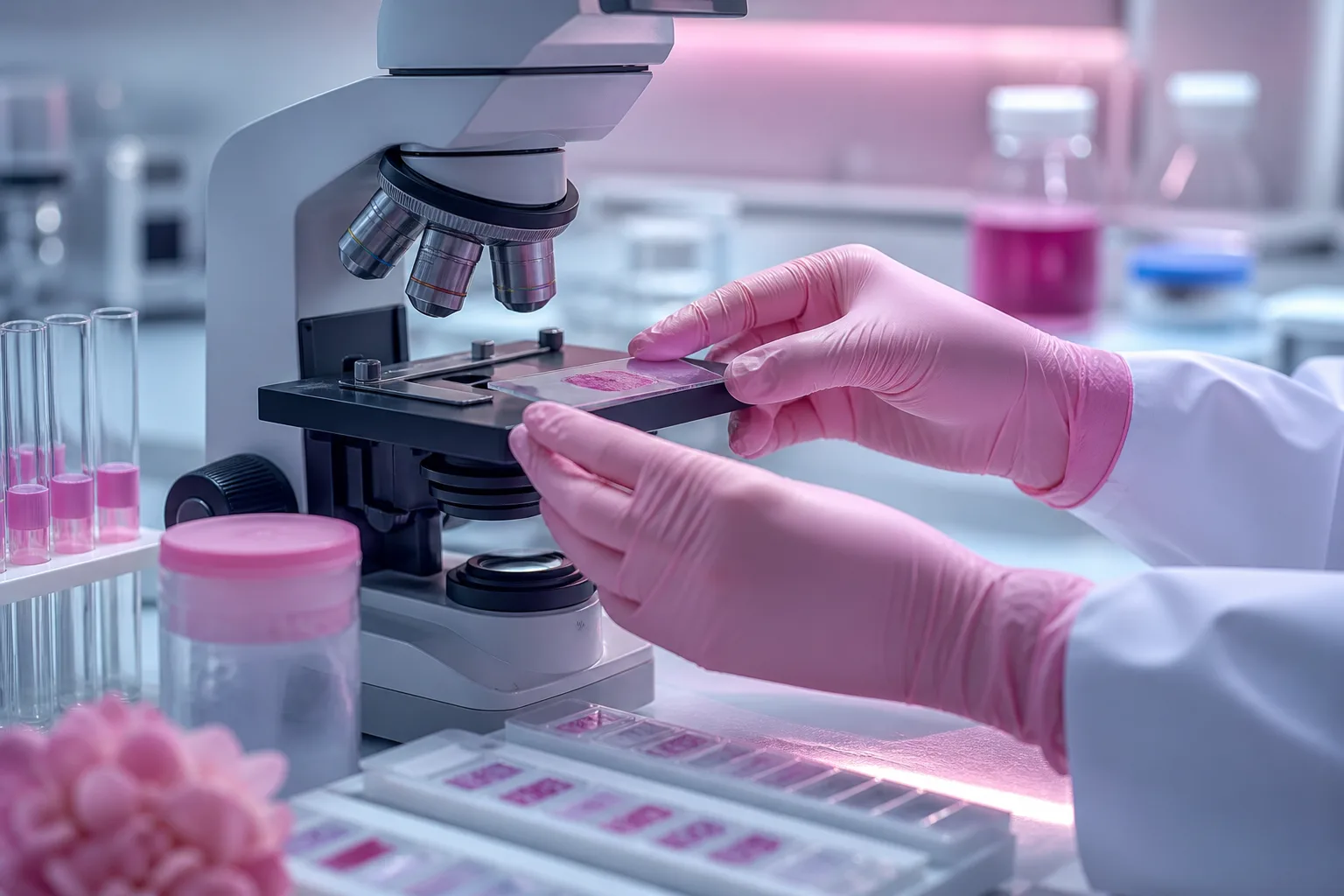 Microscopía preventiva para campaña de la mujer Laboratorios BIOS